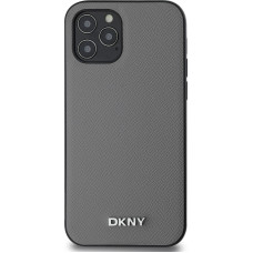 Dkny PU Leather Silver Metal Logo Magsafe Case for iPhone 12|12 Pro Grey