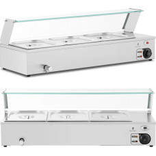 Royal Catering Bain-marie ēdiena sildītājs bufete ar vāku 3 x GN 1/2 2000 W