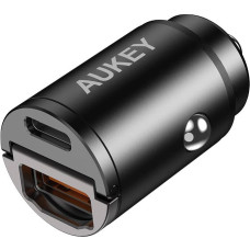 Car charger Aukey CC-A3, 1xUSB-A, 1xUSB-C, 30W (black)