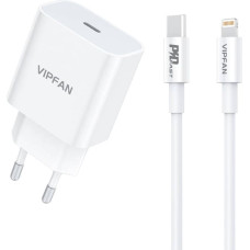 Wall charger Vipfan E04, USB-C, 20W, QC 3.0 + Lightning cable (white)