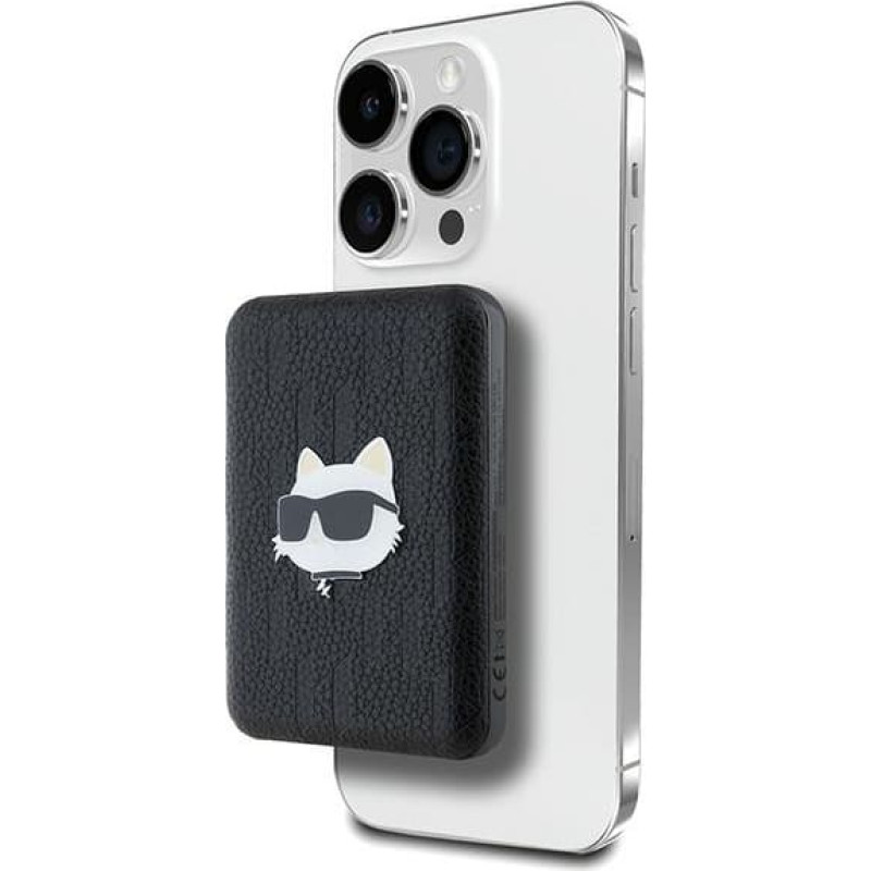 Karl Lagerfeld Powerbank indukcyjny KLPB5FPGKSCHHK 16W 5000mAh czarny|black Choupette Head Pin MagSafe