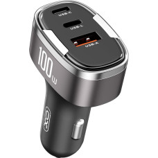 XO car charger CC61 PD QC 3.0 100W 1x USB 1x USB-C 1x Lightning gray