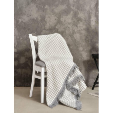 Unia - Cotton Cloud Akrila kokvilnas sega 150x200 2148/1 Rombs gultas pārklājs pelēks pleds ar bārkstīm SG