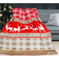 Akrila kokvilnas sega 150x200 Last Xmas sarkans bēšs Glamour