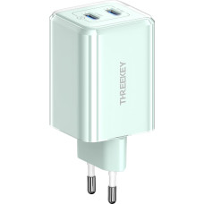 Threekey wall charger TK111 PD 35W 2x USB-C green