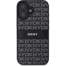 Dkny PU Leather Repeat Pattern Tonal Stripe Case for iPhone 16 Plus Black