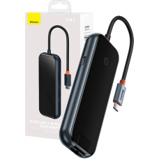 Hub 5in1 Baseus AcmeJoy series USB-C to 2xUSB 3.0 + USB 2.0 + USB-C PD + RJ45 (dark grey)