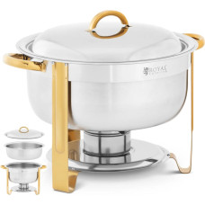 Royal Catering Bufetes bain-marie sildītājs pastveida traukiem, 4,5 l - sudraba un zelta