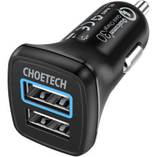 Choetech car charger 2x USB Quick Charge 3.0 30W 2,4A black (C0051)