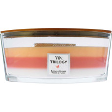 Woodwick Trilogy Blooming Orchard aromātiskā svece ar koka daktu 453,6 g