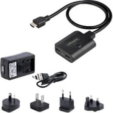 Startech .com 2-Port HDMI Splitter, 4K 60Hz HDMI 2.0 Video, 4K HDMI Splitter 1 In 2 Out, 1x2 HDMI Display|Output Splitter, HDR|HDCP - 20in (50cm) Built-in HDMI Cable, Powered via USB or Included Power Supply (HDMI-SPLITTER-4K60UP) - video|audio splitter -