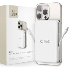 Tech-Protect LifeMag PB31 Powerbank with MagSafe 10000mAh 15W USB-C | USB-A | built-in USB-C | Lightning cables - white