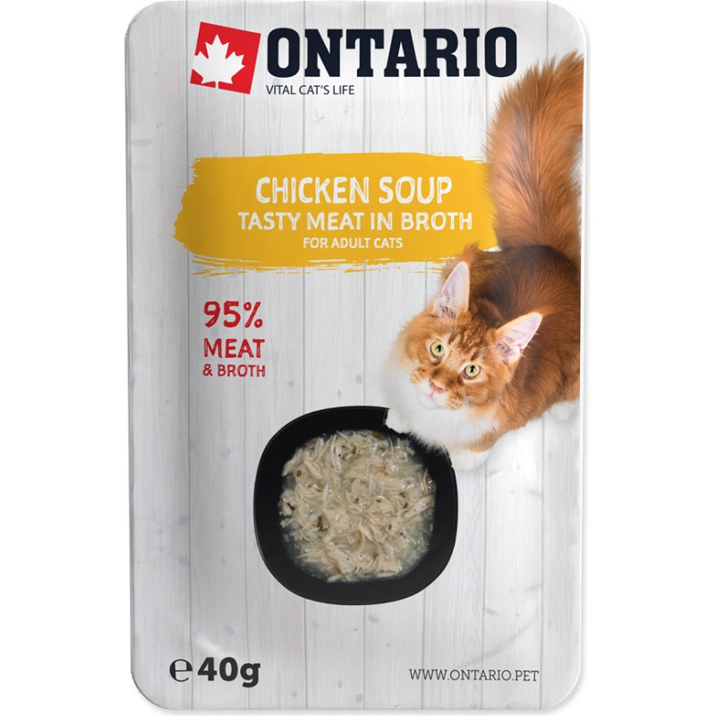 Ontario Konservi kaķiem – Ontario Soup Adult Chicken with Vegetables, 40g