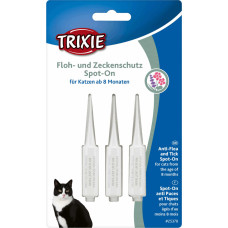 Trixie Bio pilieni pret parazītiem kaķiem : Trixie Spot:On flea and tick protection for cats , 3 × 1 ml