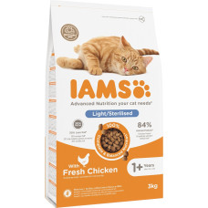 Iams Sausā barība kaķiem - IAMS CAT ADULT STERILIZED CHICKEN, 3 kg