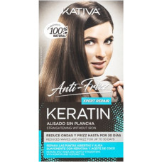 Kativa Anti-Frizz iztaisnošanas bez gludekļa komplekts ar keratīnu matu iztaisnošanai bez gludekļa Xpert Repair 30 ml + 30 ml + 150 ml