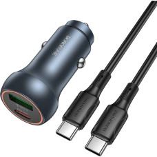 Borofone Car charger BZ32B Fresh - USB + Type C - QC 3.0 PD 48W with Type C to Type C cable grey