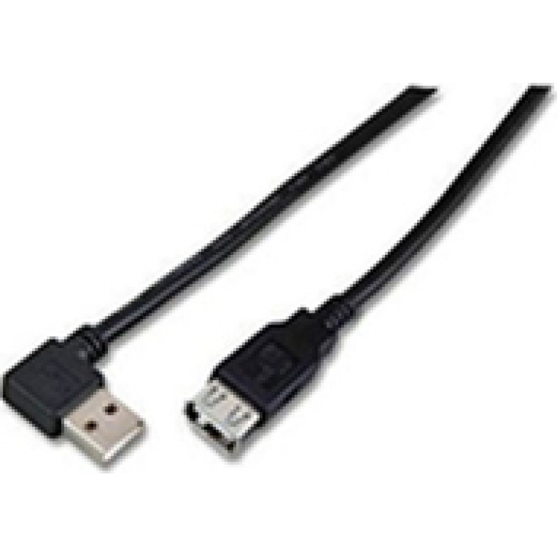 Microconnect USB2.0  Extension A-A 1.5m M-F With angled A plug. Black