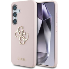 Etui Guess Silicone Big 4G Logo Bottom    Script Samsung Galaxy S25 różowy