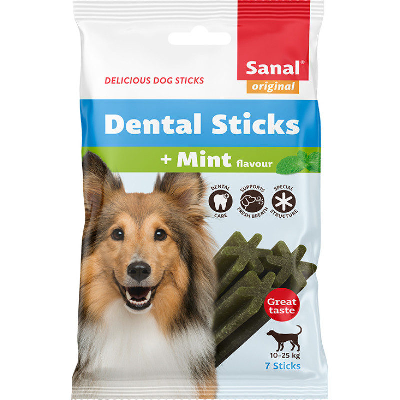 Sanal (Nl) Sanal Dog Dental Sticks Medium, 7gb/140g - košļājamas nūjiņas ar piparmētru zobu kopšanai vidējo šķirņu suņiem