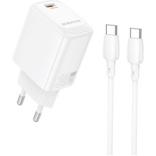 Borofone Wall charger BN28 Fuente - Type C - PD 30W with Type C to Type C cable white