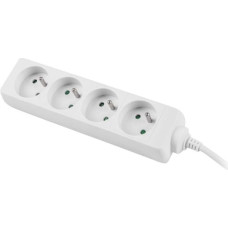 Power strip 1.5m, white, 4 sockets, cable made of solid copper