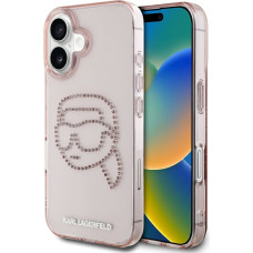 Etui Karl Lagerfeld IML Rhinestones Karl  Head do iPhone 16 różowy