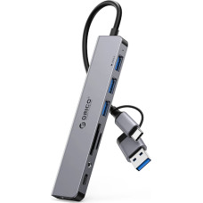 Orico YSA8-U3 USB-A|USB-C Hub Docking Station 3x USB-A 2.0 + 1x USB-A 3.0 + 1x USB-C 2.0 + 1x 3.5mm Audio + 2x TF&SD - Gray