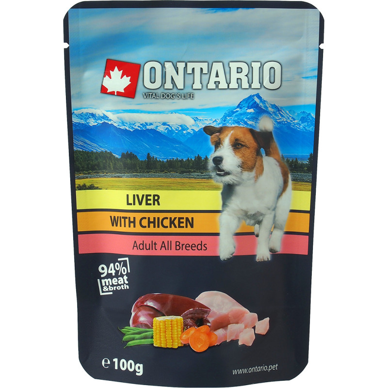 Ontario Konservi suņiem : Ontario Dog Liver with Chicken in Broth, 100g