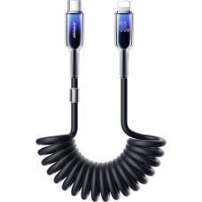 Joyroom USB-C spirālveida kabelis — iPhone Lightning Crystal-Clear sērija 30 W 1,5 m — melns