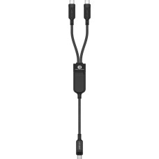 Acefast 2in1 kabelis Dual USB-C — 2x USB-C 100W 480Mb/s — melns