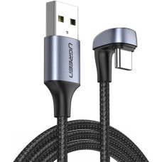 Ugreen Leņķveida USB spēļu kabelis — USB-C ātrās uzlādes AFC FCP 3A 18 W — pelēks