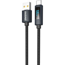 Dudao L7T USB-A - USB-C 66W kabelis ar LED displeju 1m - melns