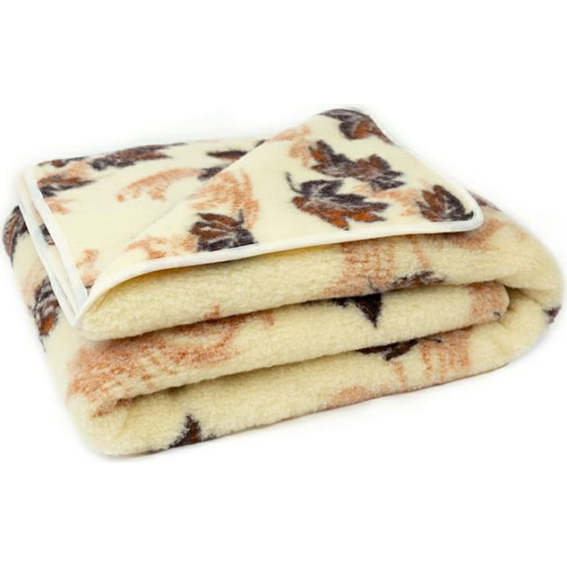 Merino vilnas sega 160X200 Acero ecru ar brūnām lapām Rehabilitācijas un sasilšanas līdzekļi