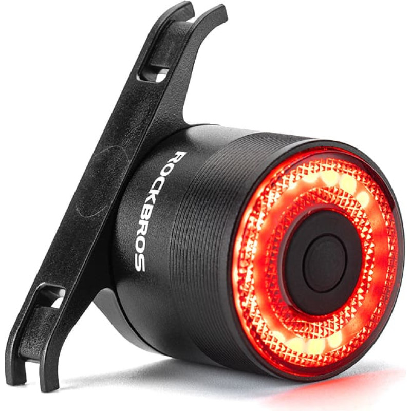 Rockbros Sarkans aizmugurējais velosipēda lukturis, STOP sistēma, četri darbības režīmi