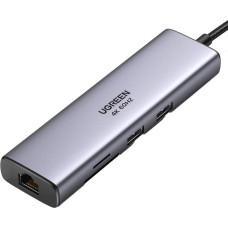 Adapter Hub UGREEN, USB-C to 2x USB 3.0, HDMI, RJ45, SD|TF