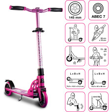 Six Degrees Aluminium Scooter skrejritenis 145 mm  rozā AU 584
