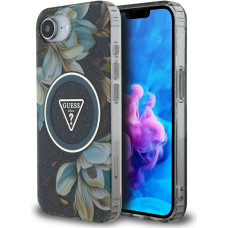 Case Guess IML Metal Glitter Flowers     Triangle MagSafe for iPhone 16e black