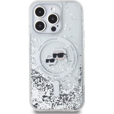Karl Lagerfeld Liquid Glitter Karl and Choupette Heads MagSafe Case for iPhone 13 Pro Max Transparent