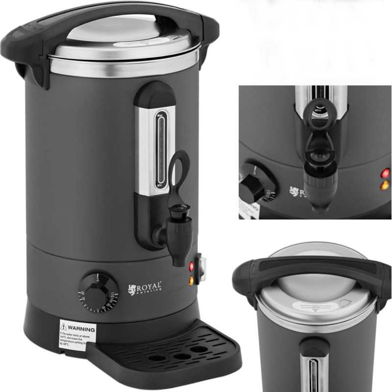 Royal Catering Divsienu ūdens sildītājs ar noteci 6,1 L 1500 W pelēks