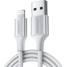 Ugreen USB-A — iPhone Lightning MFi 1,5 m pīts kabelis — sudrabs