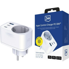 Adapter sieciowy 3MK Hyper Comfort        Charger 30W 1xUSB-A 2xUSB-C 1xSchuko PD QC3.0 biały