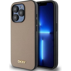Dkny DKHMP15LPGHLME iPhone 15 Pro 6.1"    beżowy|beige hardcase Grained Metal Logo MagSafe