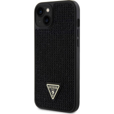 Guess Rhinestones Triangle Metal Logo Case priekš iPhone 15 Plus Melns
