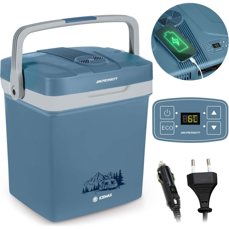 Berdsen Icemax 26 litru ceļojumu ledusskapis, ECO režīms - zils