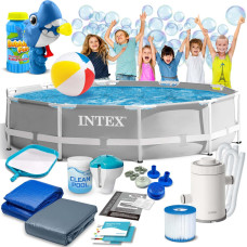 Intex Dārza rāmja baseins 305 x 76 cm 15 in 1 26702 + burbuļu mašīna BEZ MAKSAS