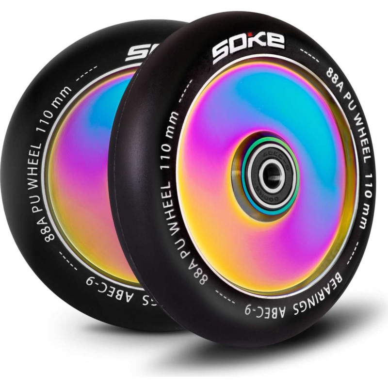 Soke Skrejriteņa riteņi 110 mm, pilna varavīksnes krāsa, 2 gab.