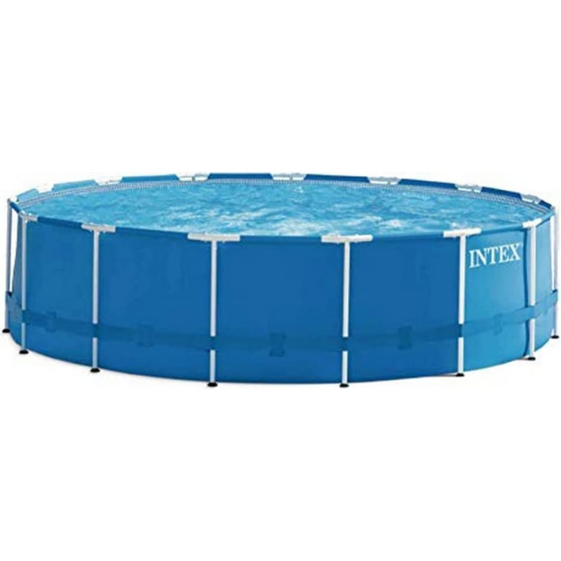 Intex Metal Frame Pool Set with Filter Pump  Safety Ladder  Ground Cloth  Cover Blue