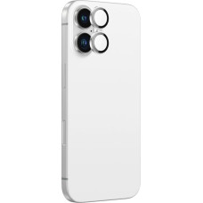 Amazingthing AR Aluminum 2 Lens Glass with Camera Lens Frame for iPhone 16 | 16 Plus - White