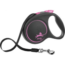 Flexi Inerces pavada suņiem – Trixie Flexi BLACK DESIGN, tape leash, S: 5 m, pink
